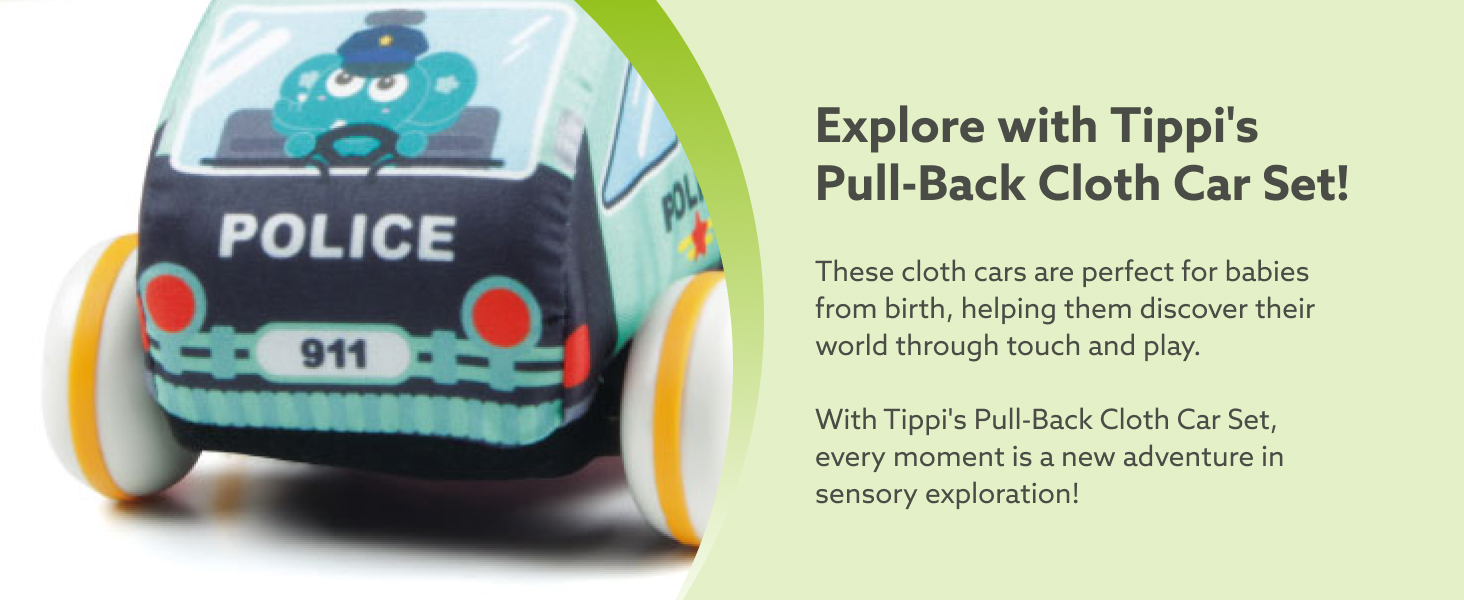 Tippi Soft Play Cloth Car Set Toy Cars For 1 Year Olds Set of 4