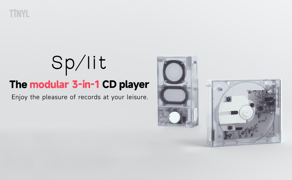 TiNYL SPLIT cd player cdプレーヤー Tinyl Split] All-New Upgraded 3-in-1 CD Player, White Clear