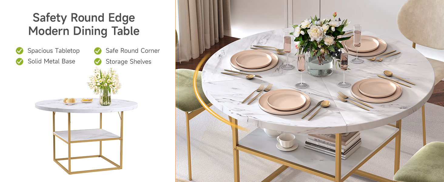 ONBRILL 47.24 Inch Round Dining Table for 46 People