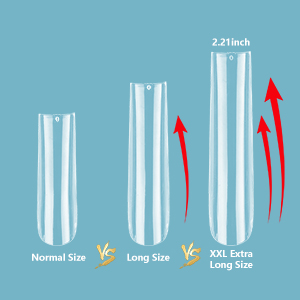 Extra long square straight full cover nail tips