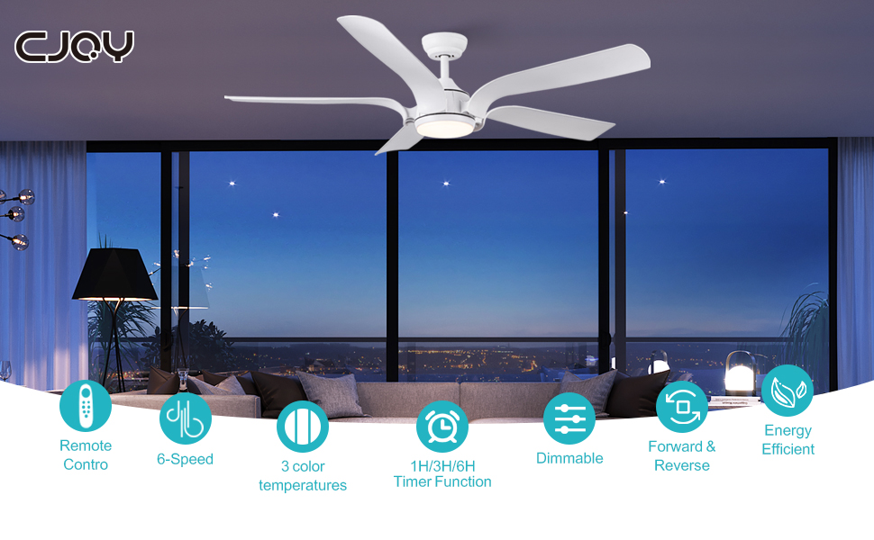 CJOY Ceiling Fans with Lights and Remote DC Motor, 56 inches 6 Speeds