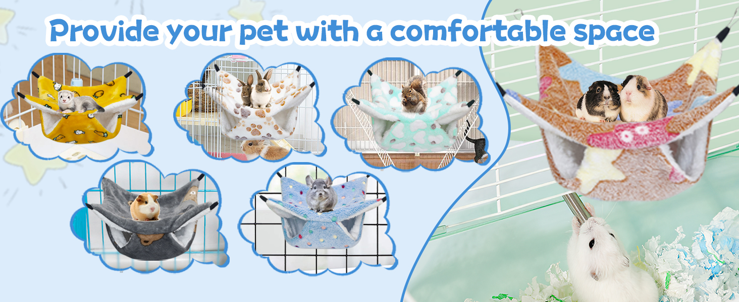 3 Pcs Guinea Pig Hammock, Rat Ferret Hanging Hammock Guinea Pig Accessories for Small Animals Chinchilla Parrot Sugar Glider Ferret Hamster Squirrel (11"×11") 16 small animal hammock