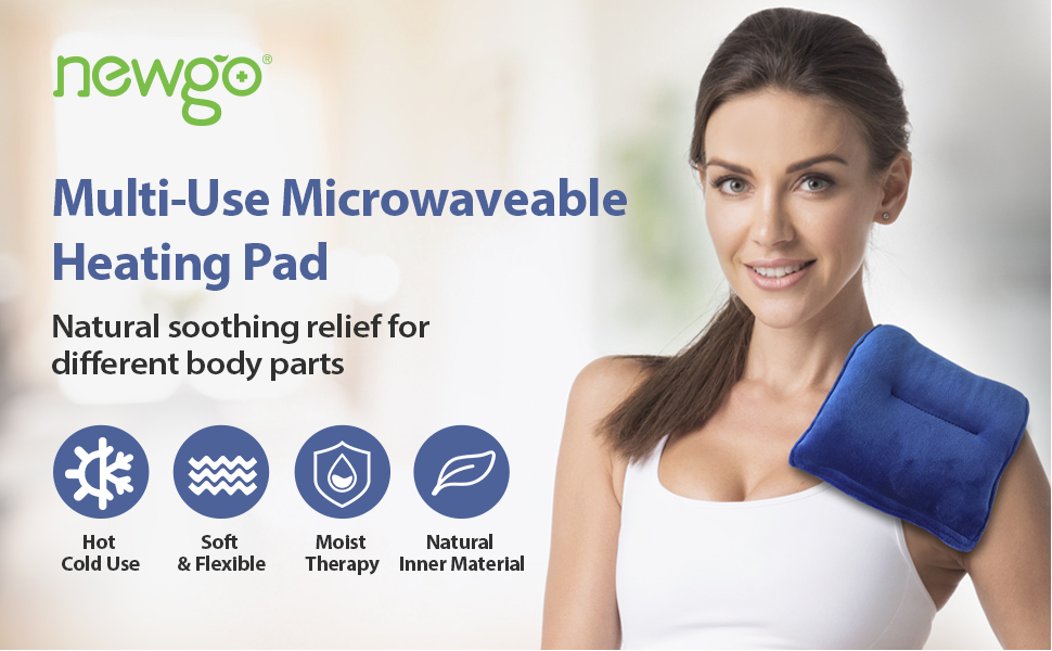 NEWGO Microwave Heating Pad for Pain Relief, 9.2 x 5.9 Moist Heat Pack for Cramps