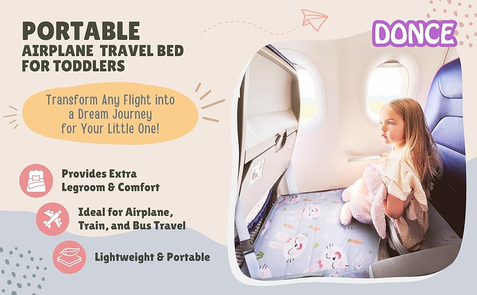 Toddler Airplane Bed; Airplane Travel Bed for Toddlers, Kids Airplane Seat Extender Travel Bed