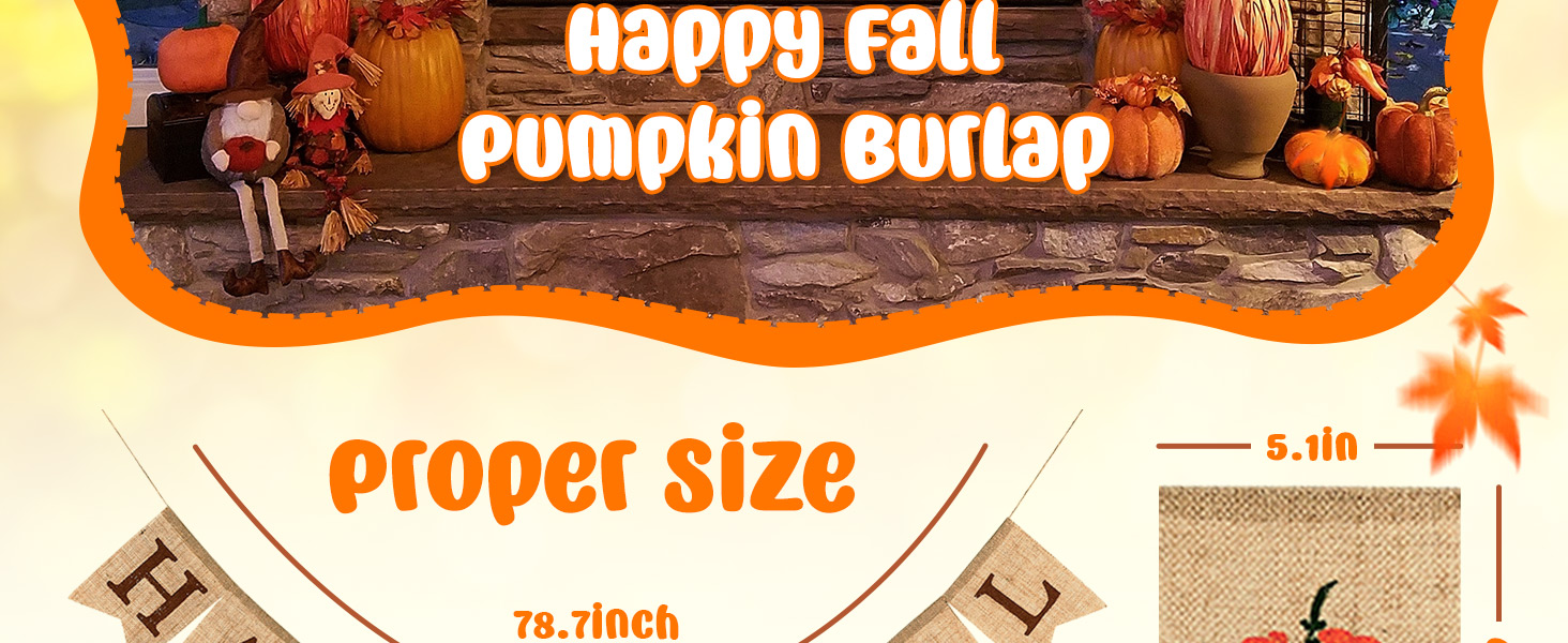 Happy Fall Pumpkin Burlap Banner