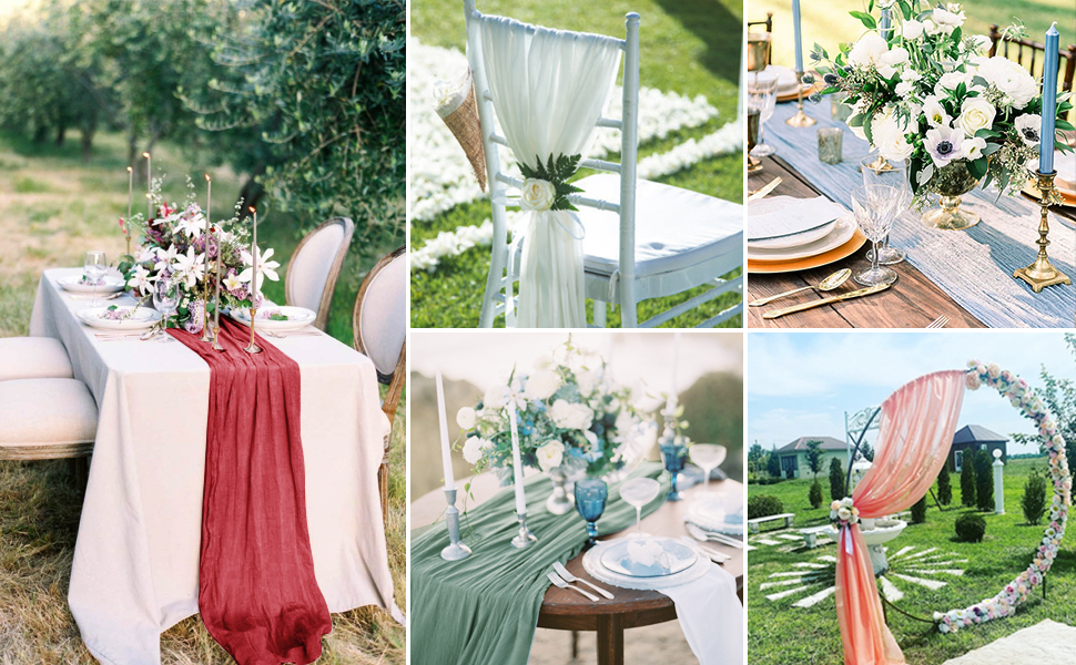 2 Pack Table Runners RUCKAE Cheesecloth Table Runner