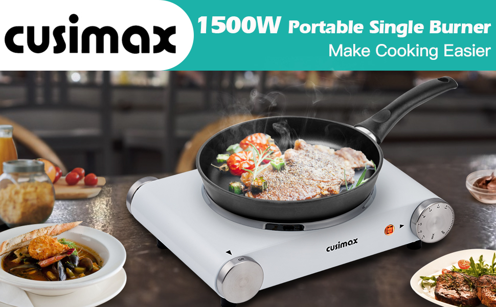 Hot Plate, CUSIMAX Electric Hot Plate 1500W Hot Plate for