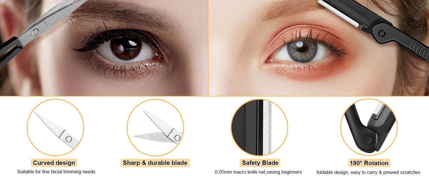 Product demonstration diagram showing four circular icons illustrating correct angles and usage methods for an eyelash curler or beauty tool.