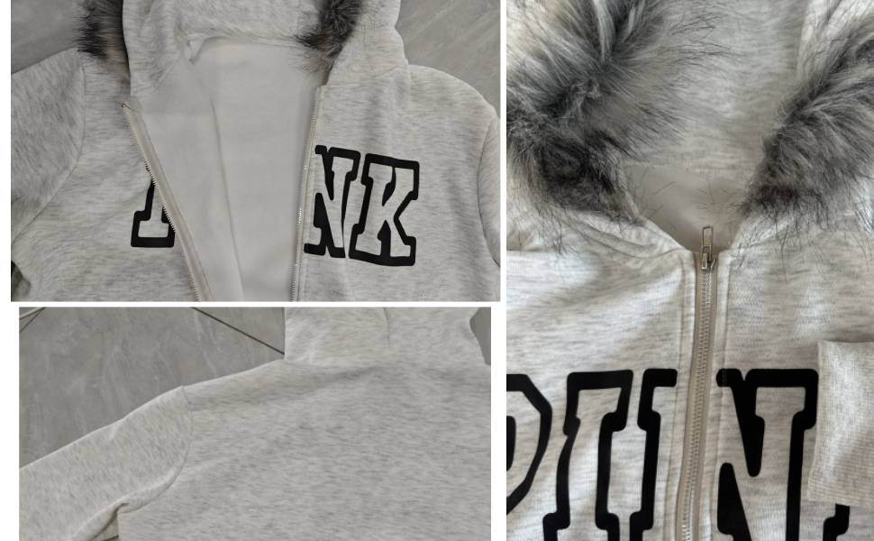 OANTGM Y2k Zip Up Hoodie Fur Jackets Emo Grunge Crop Winter
