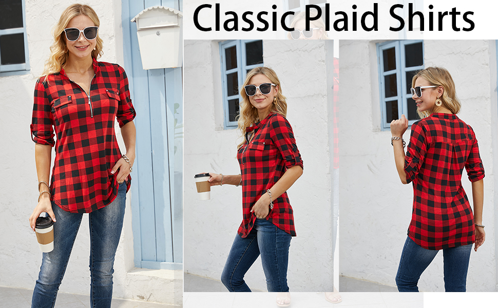 plaid shirts for women flanal checkered