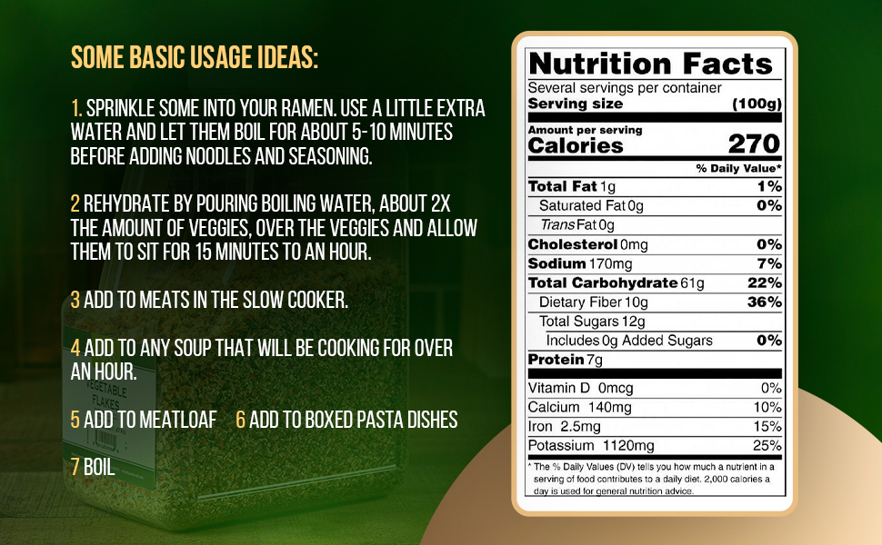 Dehydrated Vegetables 3.25 LB Dried Vegetables for Soup and Ramen Noodle Seasoning