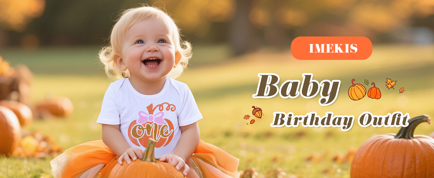 Fall Pumpkin First Birthday Outfit Girls