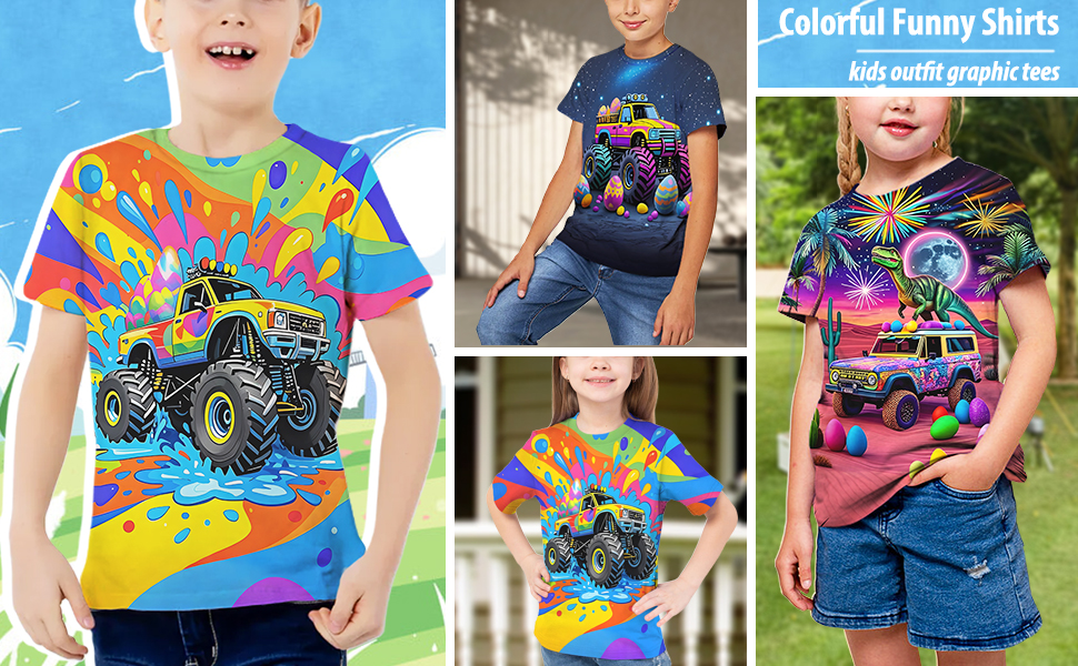 Amazon.com: Linnhoy Boys Shirts Girls Colorful Graphic T