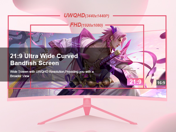 Amazon.com: DJiEX 34 inch Pink Ultrawide Curved Computer