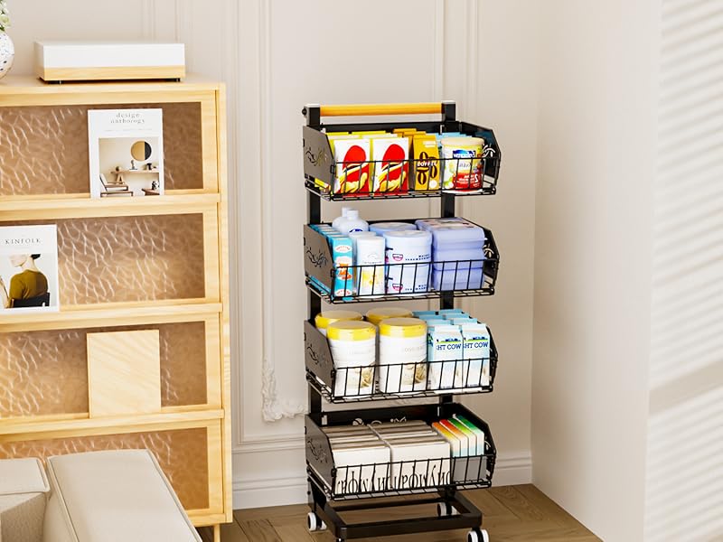 4-Tier Kitchen Snack Cart with Wheels