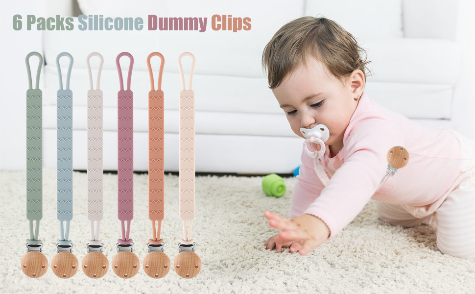 3 Packs Silicone Dummy Clips, Dummy Clips Boys Soother Chains Pacifier