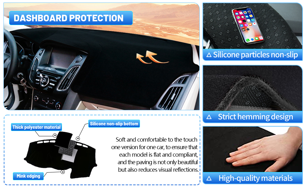 car dashboard cover mat pad polyester protector sticky silicone custom Anti-Skid dashmat sunshield