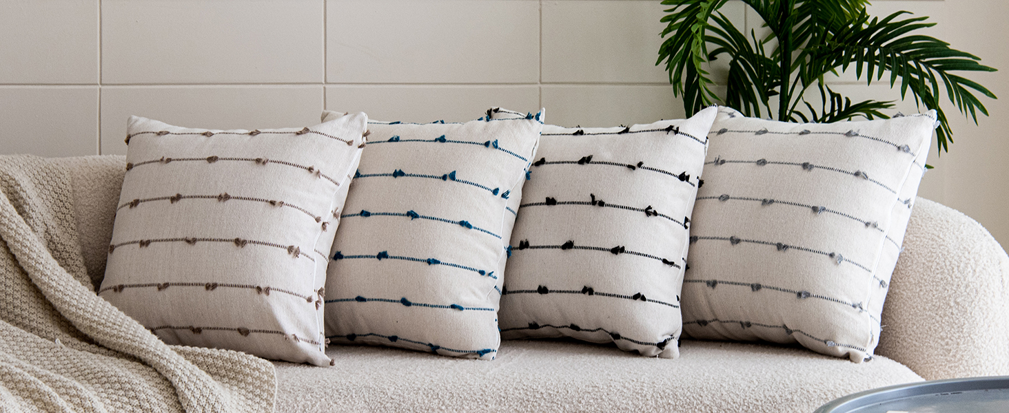 Boho Throw Pillow Covers, Set of 2 Farmhouse