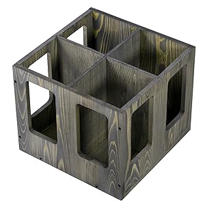 MyGift 4-Slot Vintage Brown Wood Foam Roller Storage Organizer Wall Mounted Floor Standing Rack