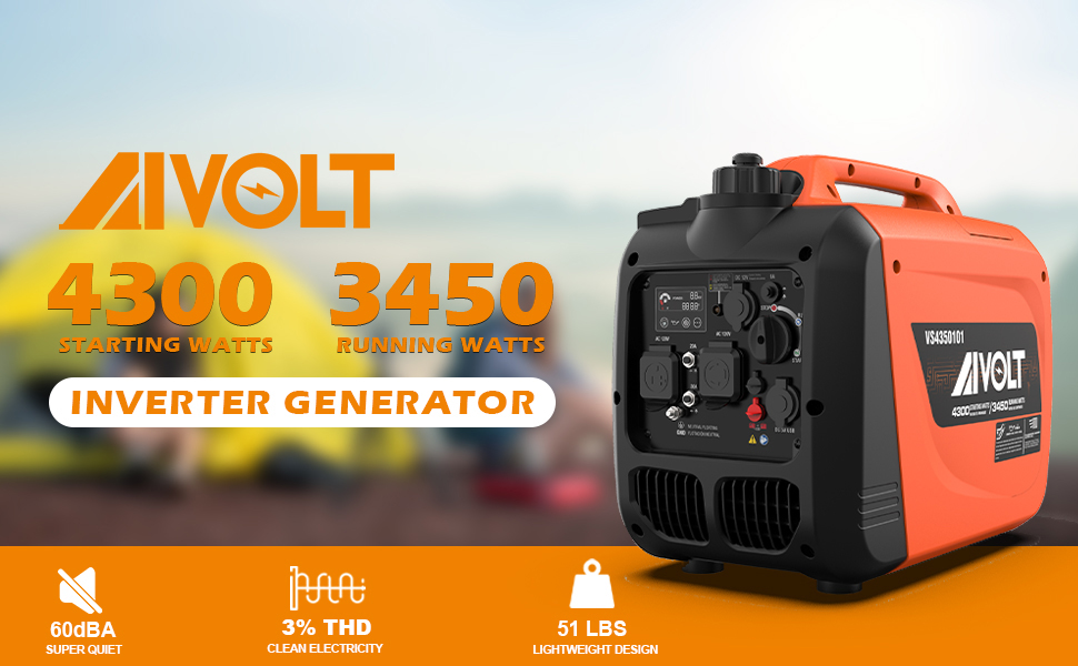 AIVOLT Inverter Generator 4300W Gas Powered Portable