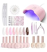 MelodySusie Gel Nail Polish Kit with UV Light P-ART06F- Popular Color Gel with Builder and Baser ...