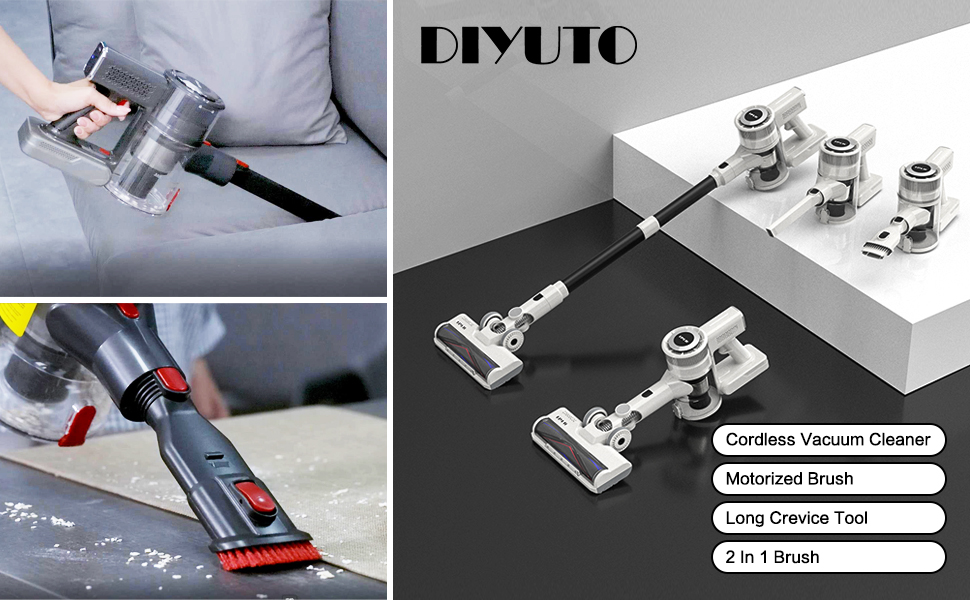 Diyuto Cordless Vacuum Cleaner, Powerful Vacuum Cleaner 7 * 2600mAh