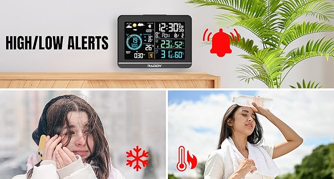 Raddy UV-6 Professional Weather Station with 6" VA Display and Outdoor Sensor