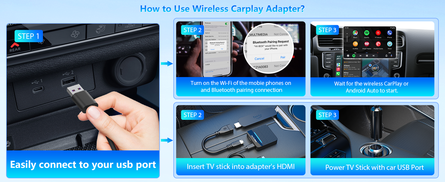 Car TV Mate Pro with Wireless Carplay Adapter for Apple iPhone