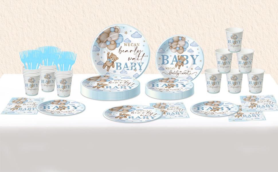 Bear Baby Shower Decorations Party Tableware Boy