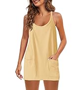 Panadila Womens Summer Sleeveless Mini Dress V Neck Spaghetti Strap Sundress Athletic Short Dress...