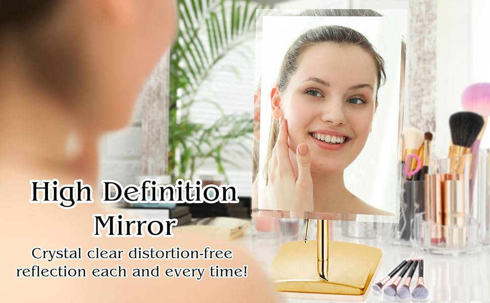 MIRRORVANA Large Free Standing Mirror Frameless, Gold