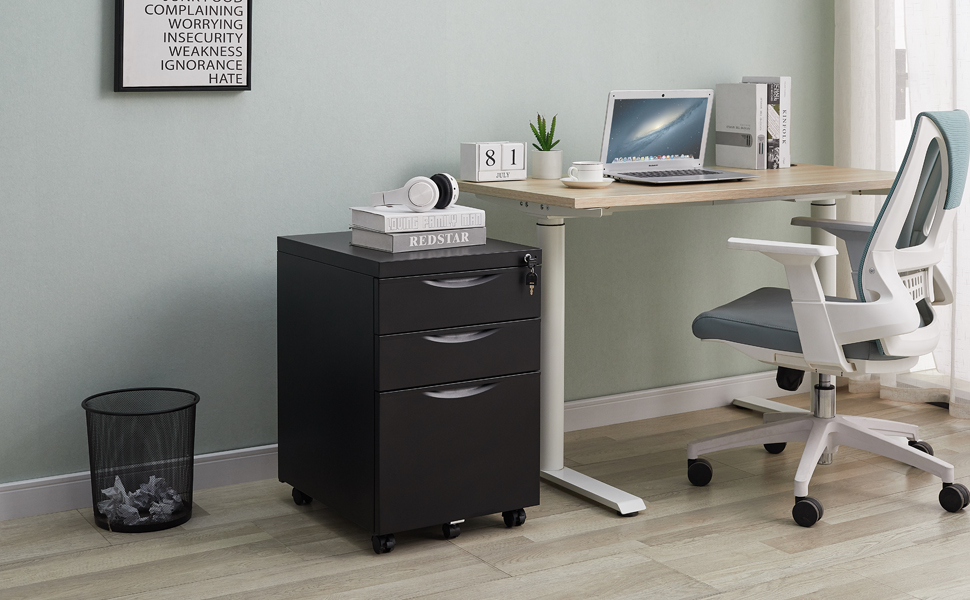 Rophefx 3 Drawer Under Desk Rolling Filing with