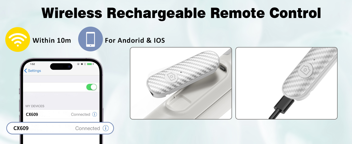 TONEOF 68" Magnetic Selfie Stick Tripod with Aluminum Strong Magnetic Holder for Magsafe, 360° Rotatable Travel Phone Tripod Stand with Metal Ring & Rechargeable Remote for iPhone/Android(Beige Gray) 27 selfie stick with remote