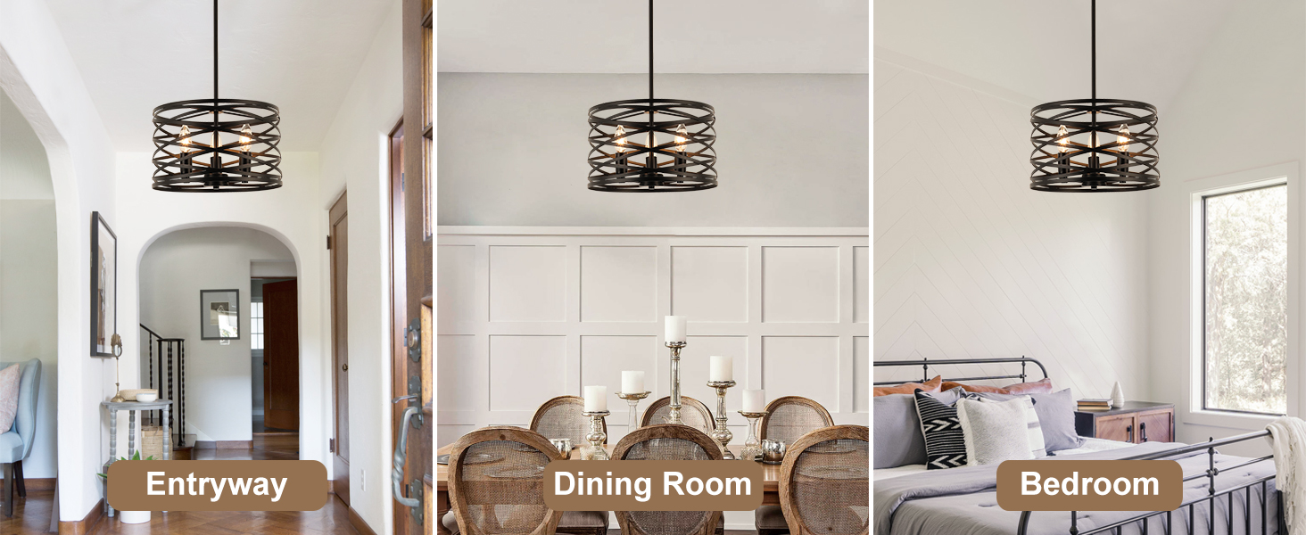 Farmhouse Chandeliers for Dining Room, 3Light Pendant Lighting for