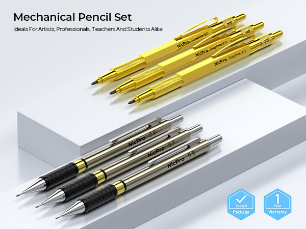 Amazon.com : Nicpro Gold Art Mechanical Pencil Set, Metal