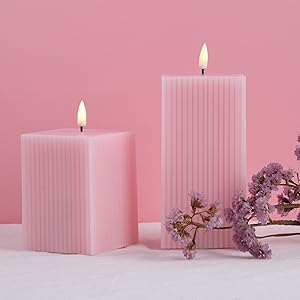 pink ribbed led candles