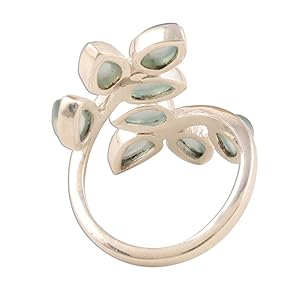 Novica Ring For Women Por Mujer Anillo Joyas Jewelry Pearl Band Silver Plata Gemas Leaf Metal Hojas