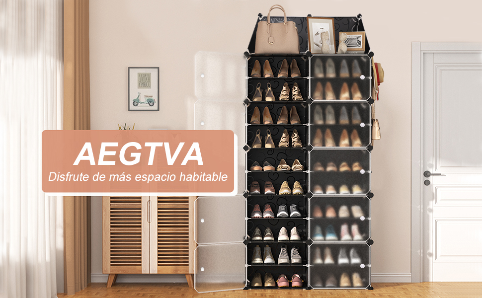 AEGTVA Zapateros Organizador con Cubierta 2 x 10 Niveles 40 Pares de Armario de Almacenamiento