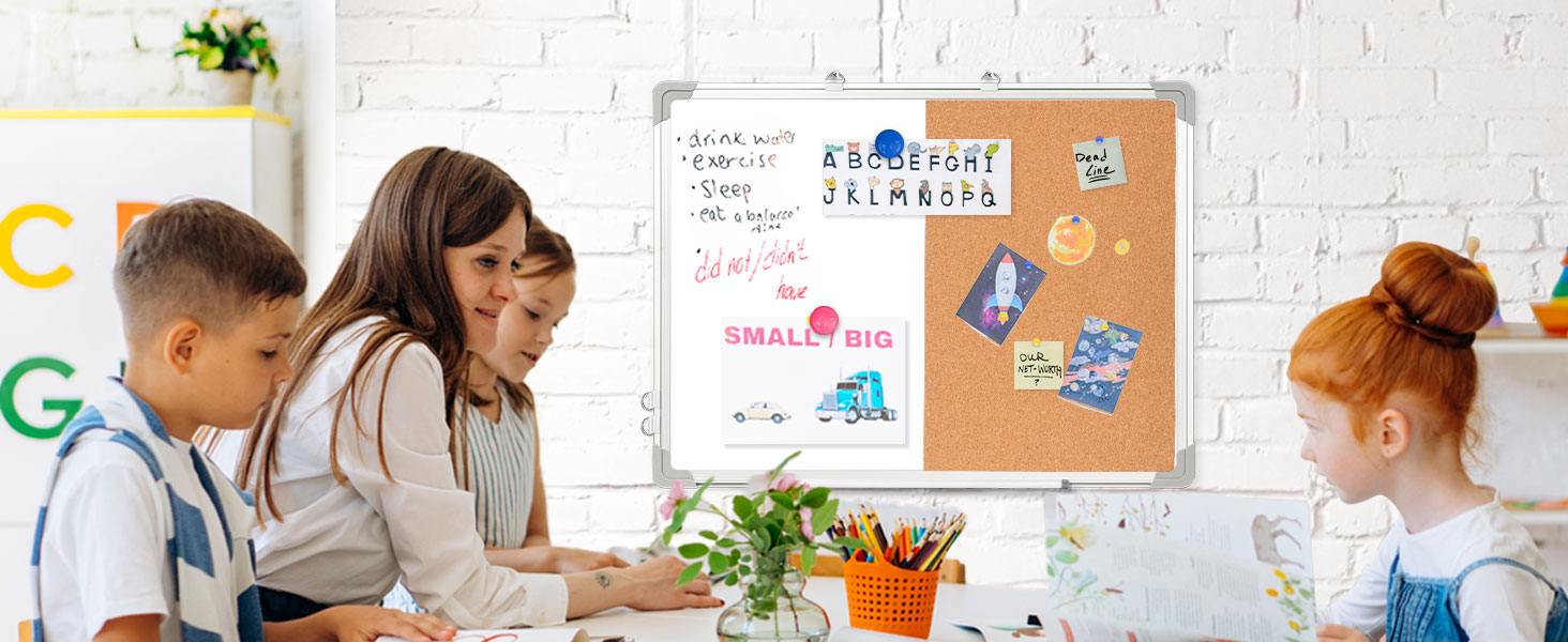 DoubleSided Combination White Board & Cork Board