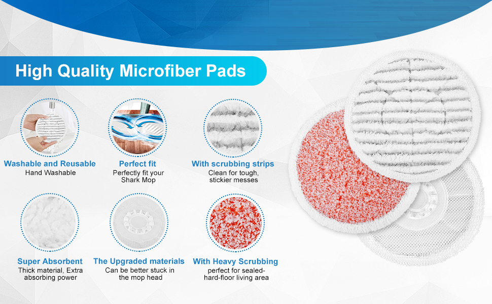 KEEPOW Replacement Steam Mop Pads for Shark S6002UK Steam Mop, Steam