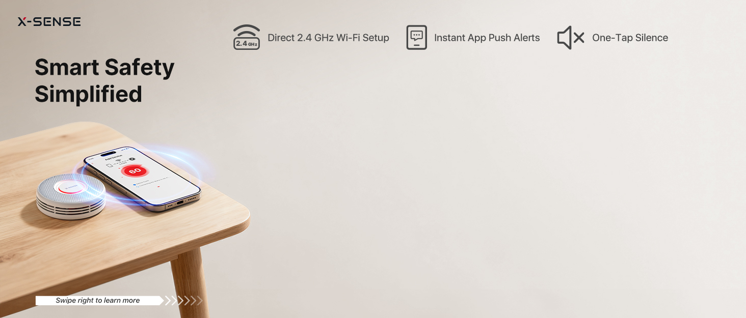 X-Sense Smart Smoke Detector Fire Alarm, Wi-Fi Smoke Detector, Real-Time App Notifications