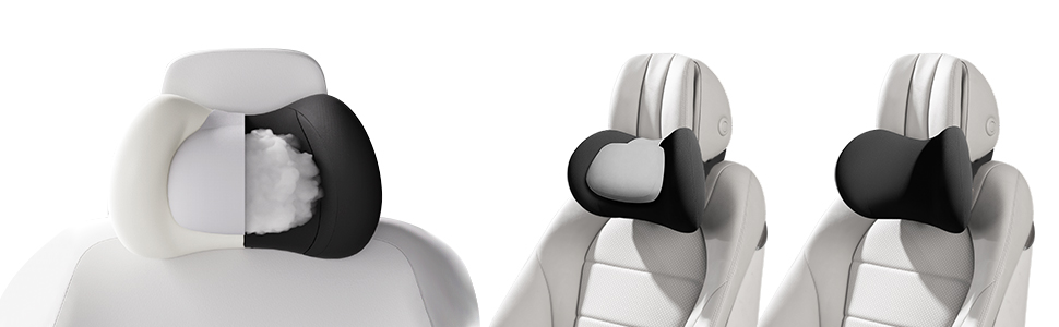 Large headrest with internal memory foam content, small pillow with internal cotton content