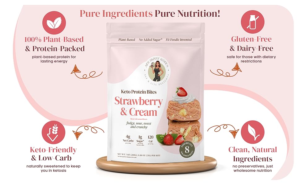 Strawberry Keto Protein Bites