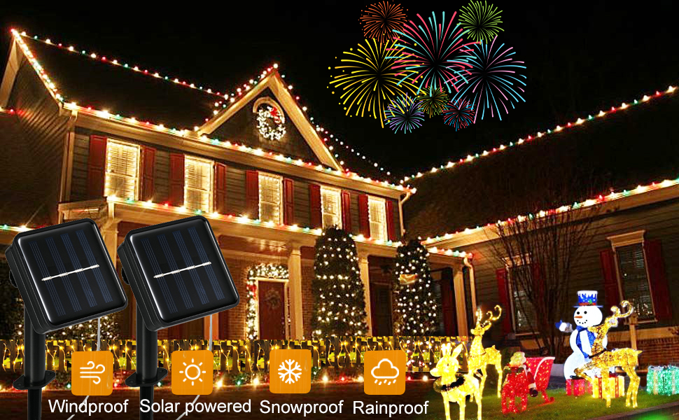 2 Pack Solar Rope Lights for Outside, 33Ft 100 LED Rope Lights Outdoor