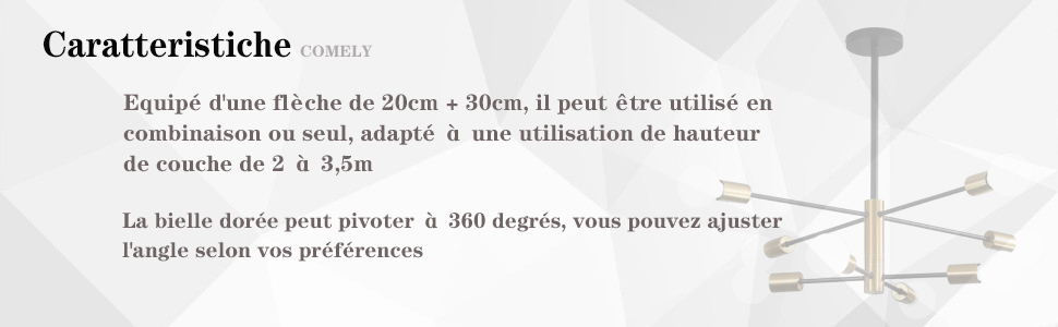 Suspension Luminaire, Lustre Salon Moderne, Noir-doré 8 Lumières E27 Base, Réglage De Rotation 360° Lustre Industriel En Métal Pour Salon Chambre Salle à Manger, (sans Ampoules) 12 1