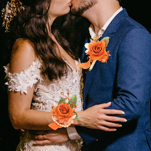 Amazon.com: Weslymoo Burnt Orange Rose Wrist Corsage and