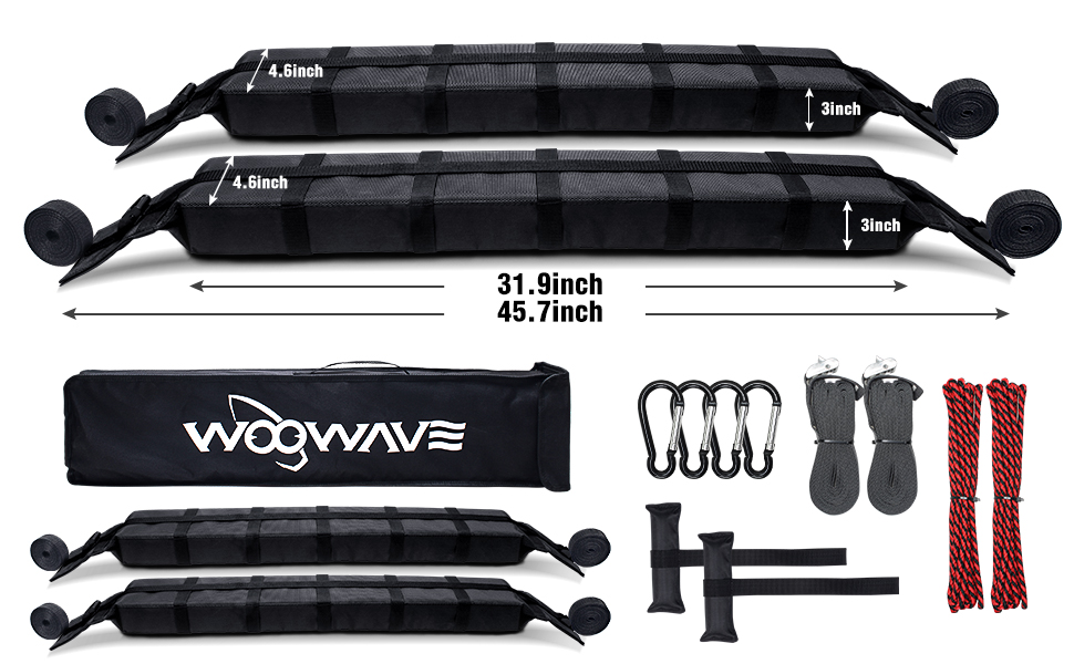 WOOWAVE Premium Kayak Roof Rack Pads Universal Soft Car