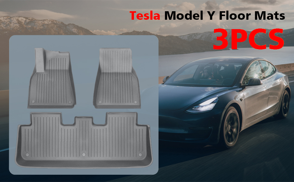 RENO Grey Tesla Model Y Floor Mats, Tesla Custom Floor Mats for UK RHD