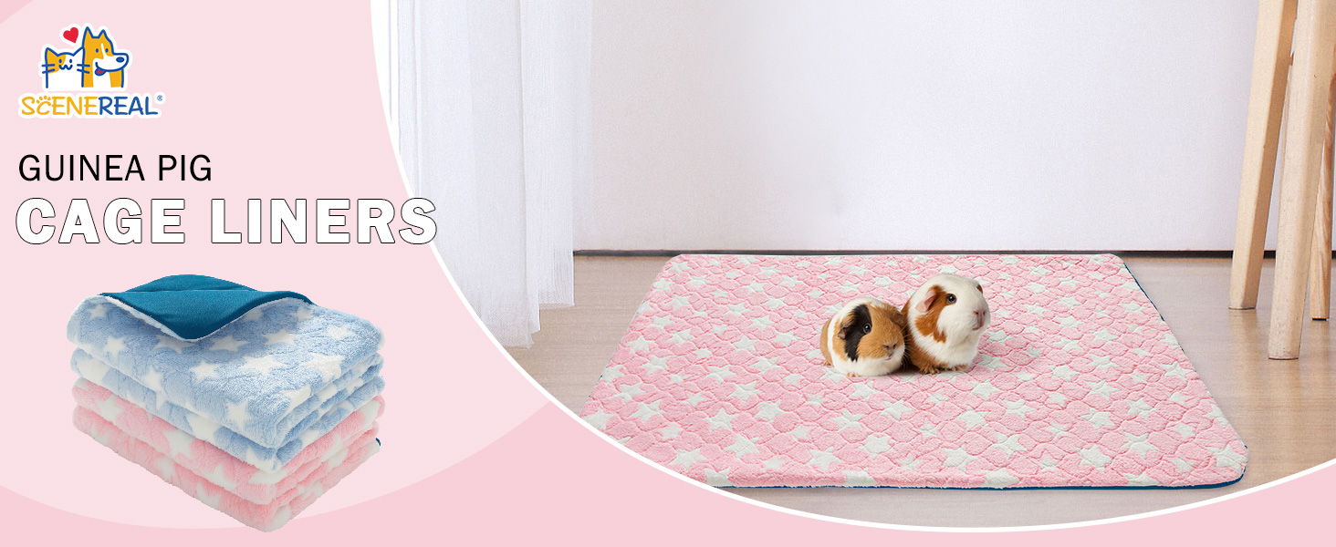 Scenereal 2 Pack Small Animal Bed Mat, Guinea Pig Fleece Cage Liners