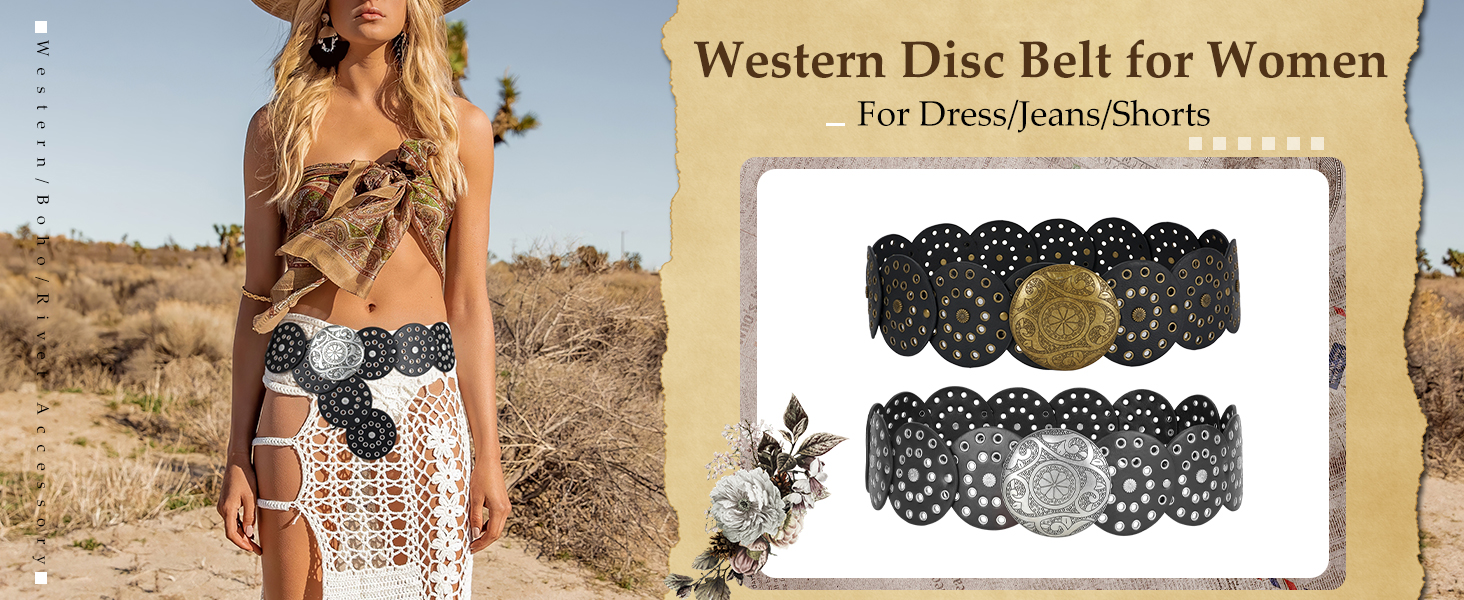 Western Concho Leather Belt